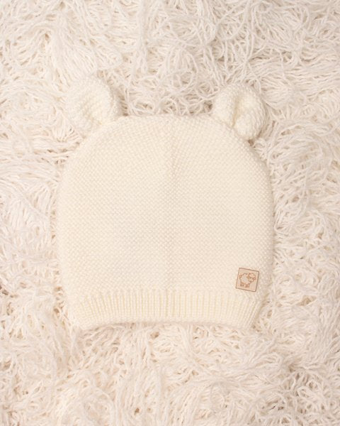 Cuffia orsetto latte pura lana merino