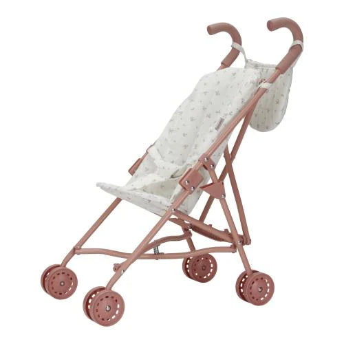 Passeggino bambole in metallo bianco/rosa