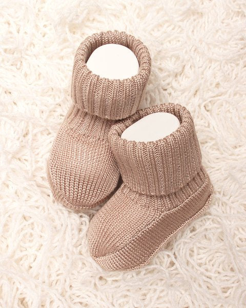 Scarpina, calzina beige nascita puro eucalipto