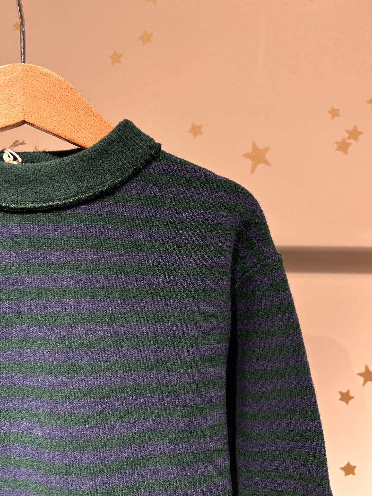 Felpa riga verde/blu caldo cotone