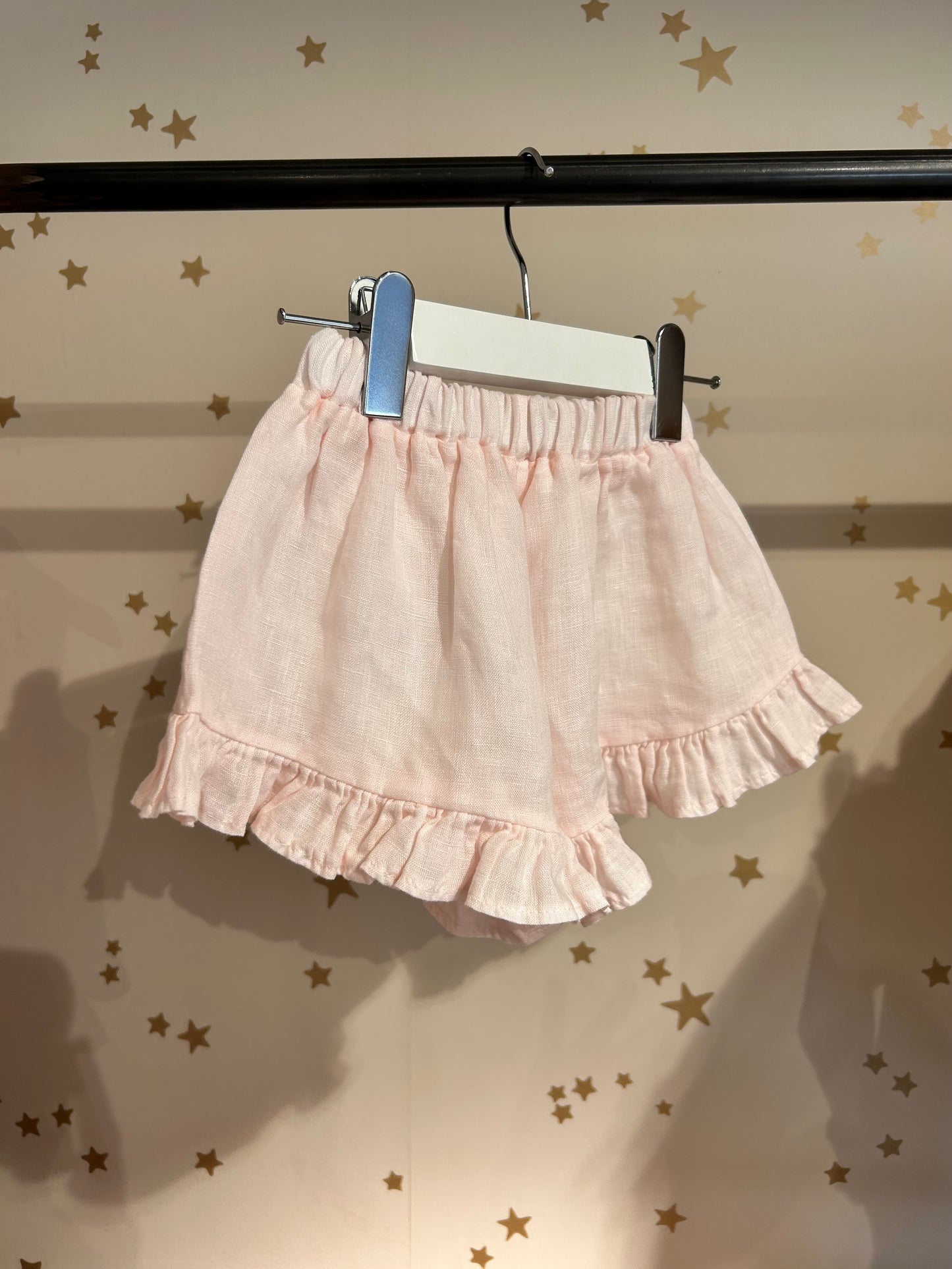 Shorts baby in lino rosa confetto