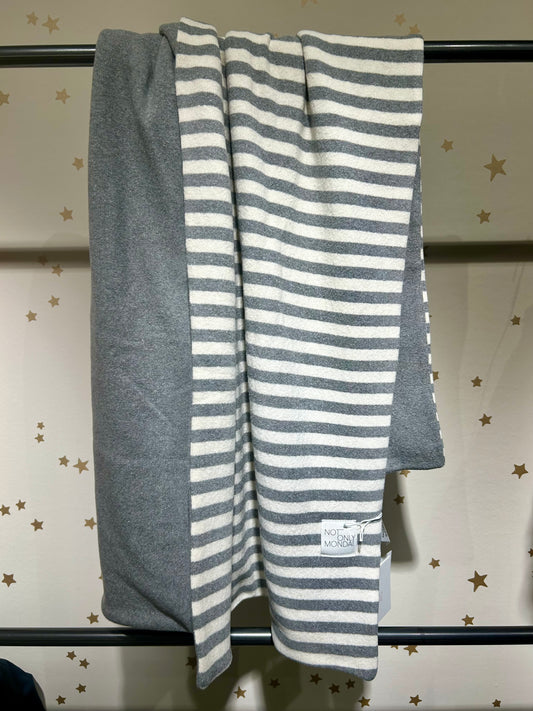 Coperta reversibile caldo cotone grigio/riga grigio 70x113 cm