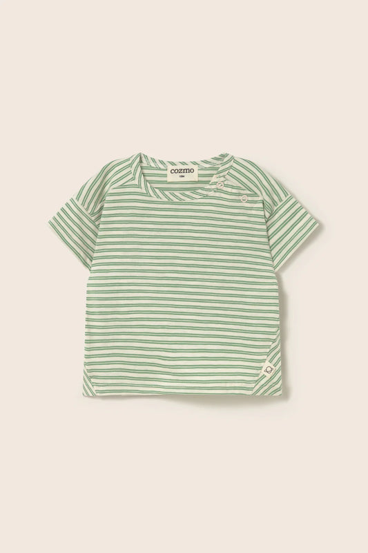 T-shirt neonato verde Alan a righe