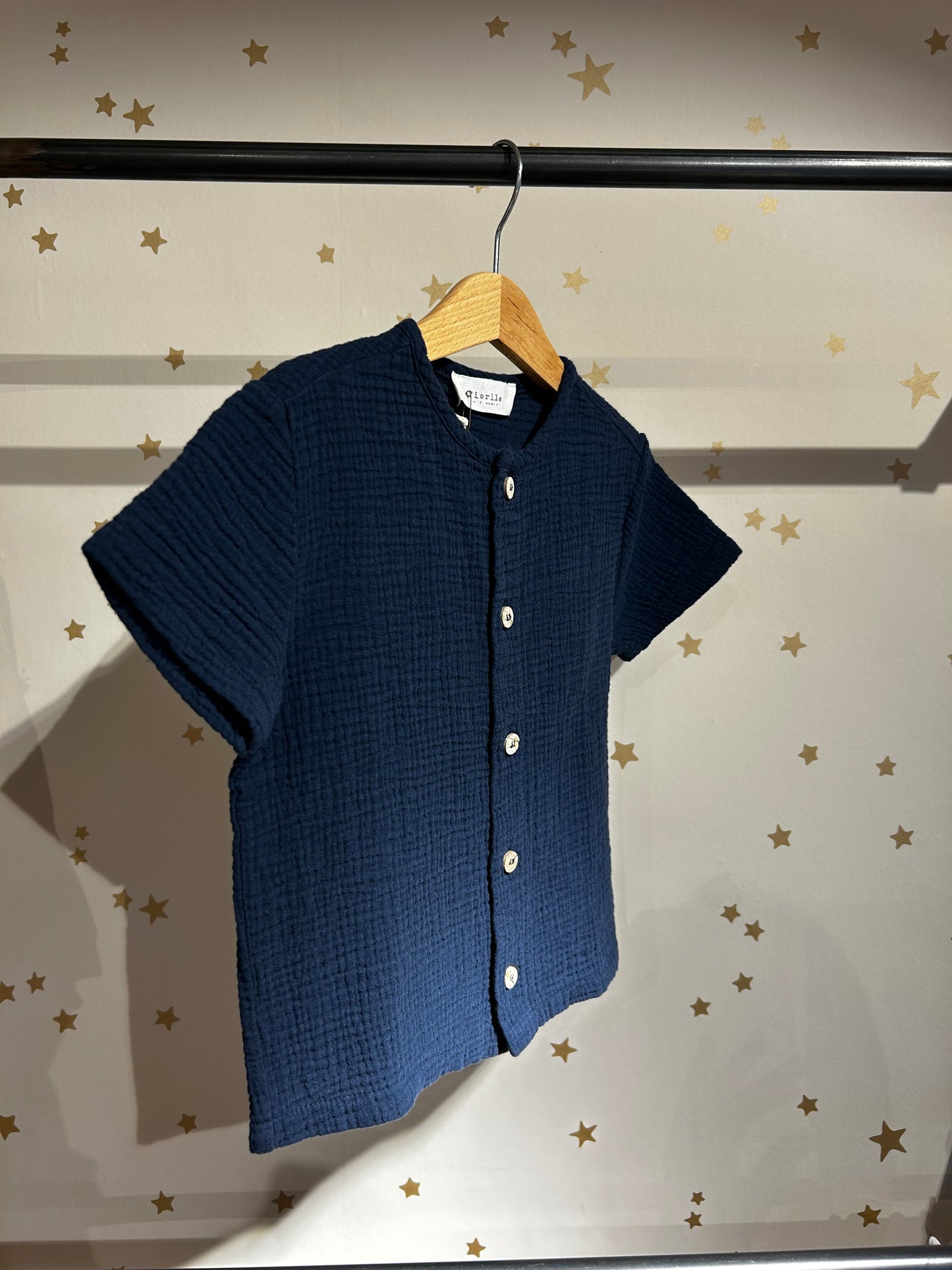Camicia manica corta in mussola Notte