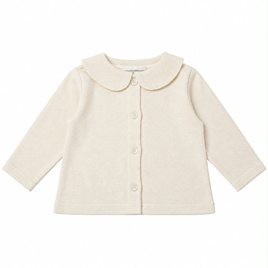 Cardigan baby con colletto, caldo cotone avorio