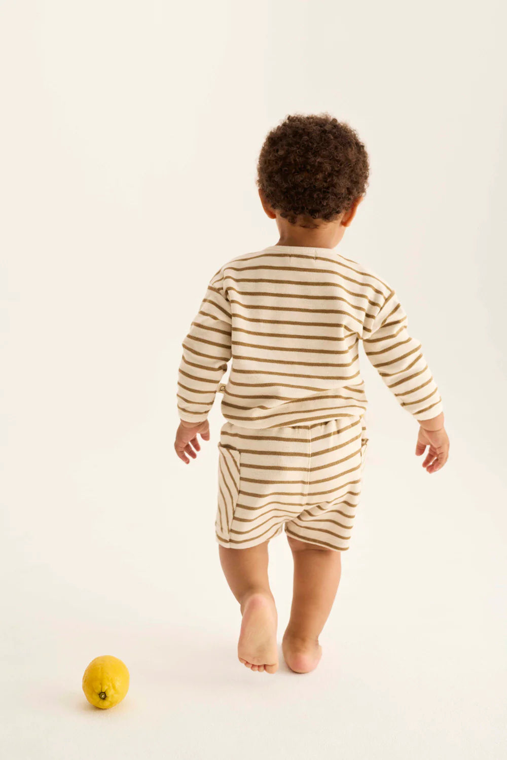 Felpa Clay a righe sabbia in spugna