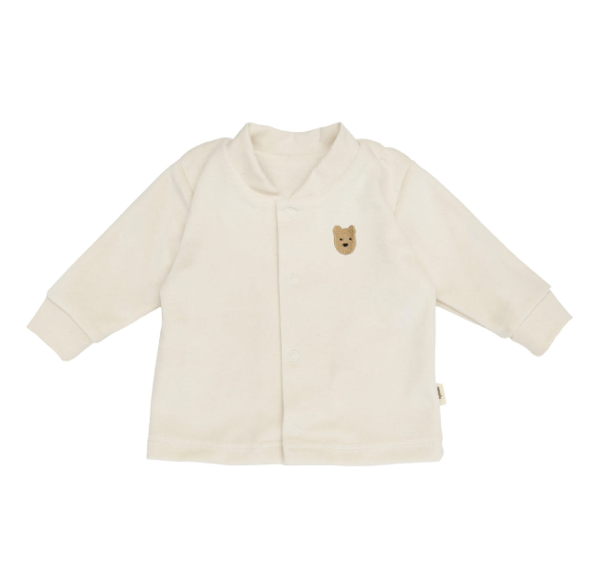 Cardigan ciniglia panna orsetto ricamato cotone BIO