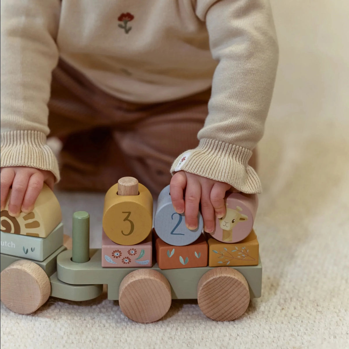 Trenino impilabile in legno Safari Friends