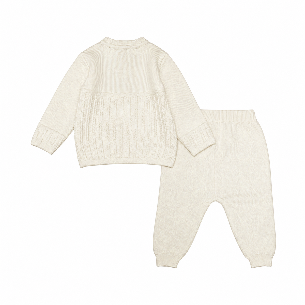 Completo cardigan e pantalone Latte in lana merino extrafine