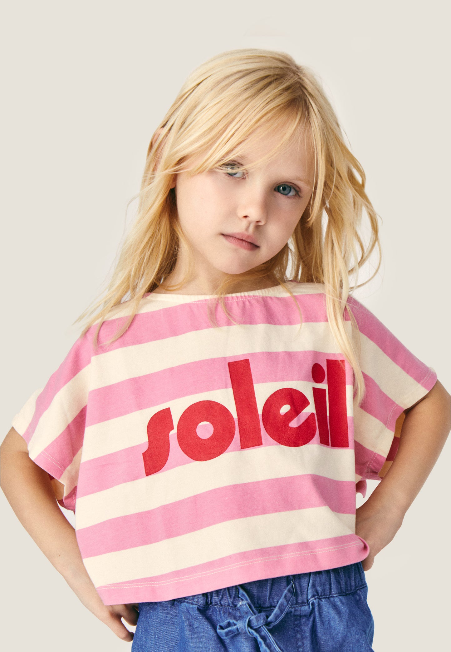 T-shirt riga rosa Soleil