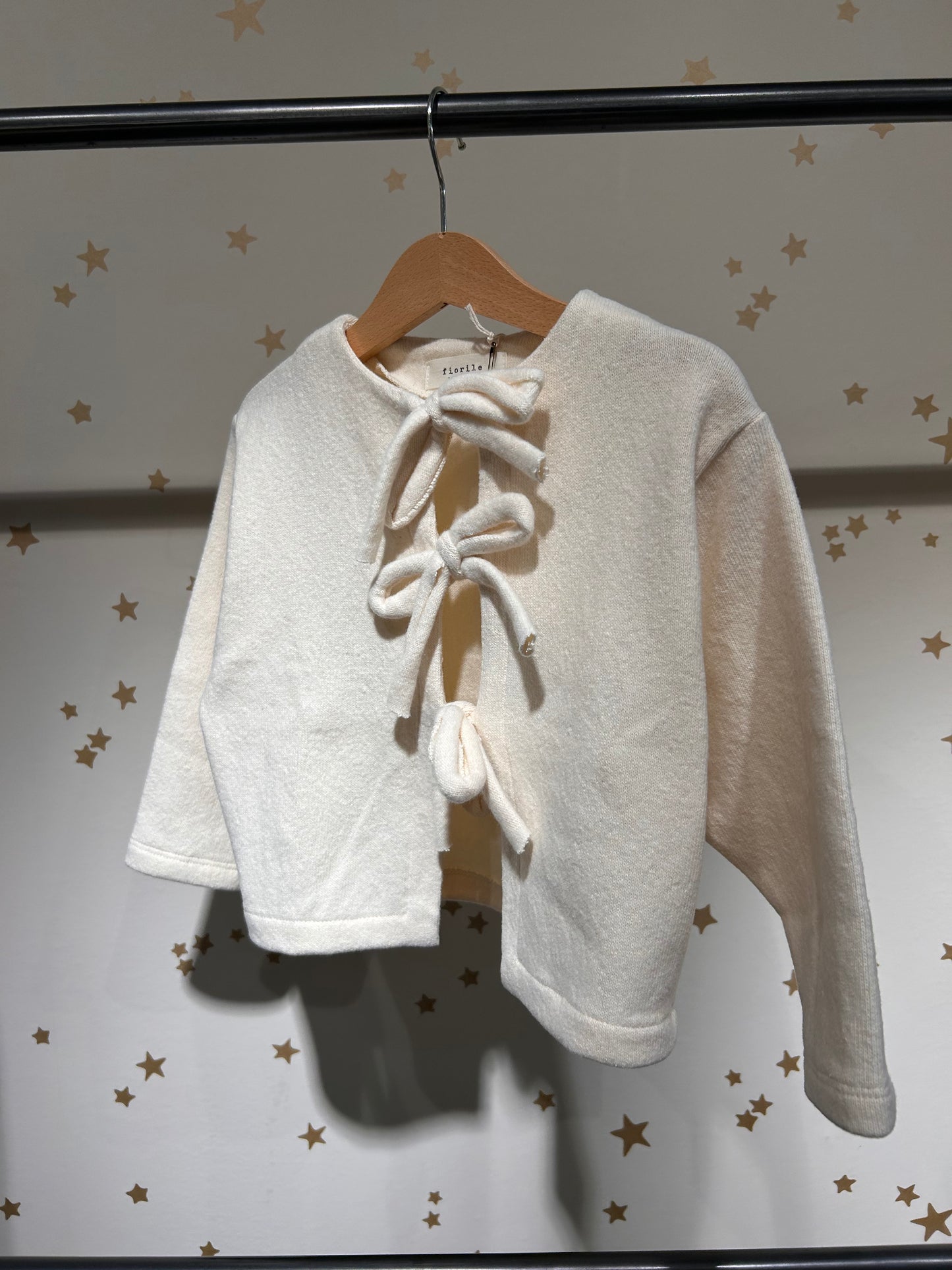 Cardigan avorio fiocchetti, caldo cotone