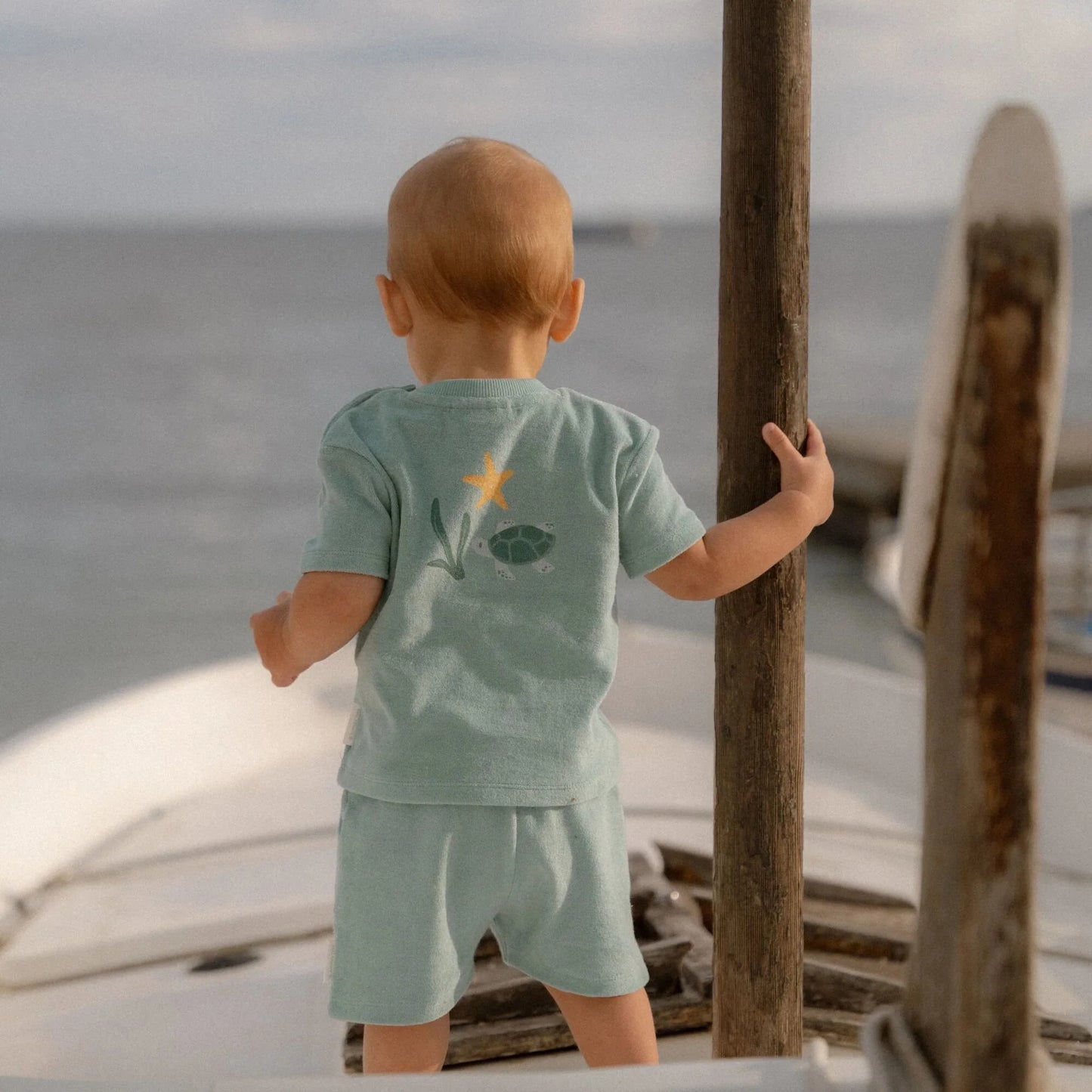Completo t-shirt e pantaloncino Verde - Seasashells and Stripes