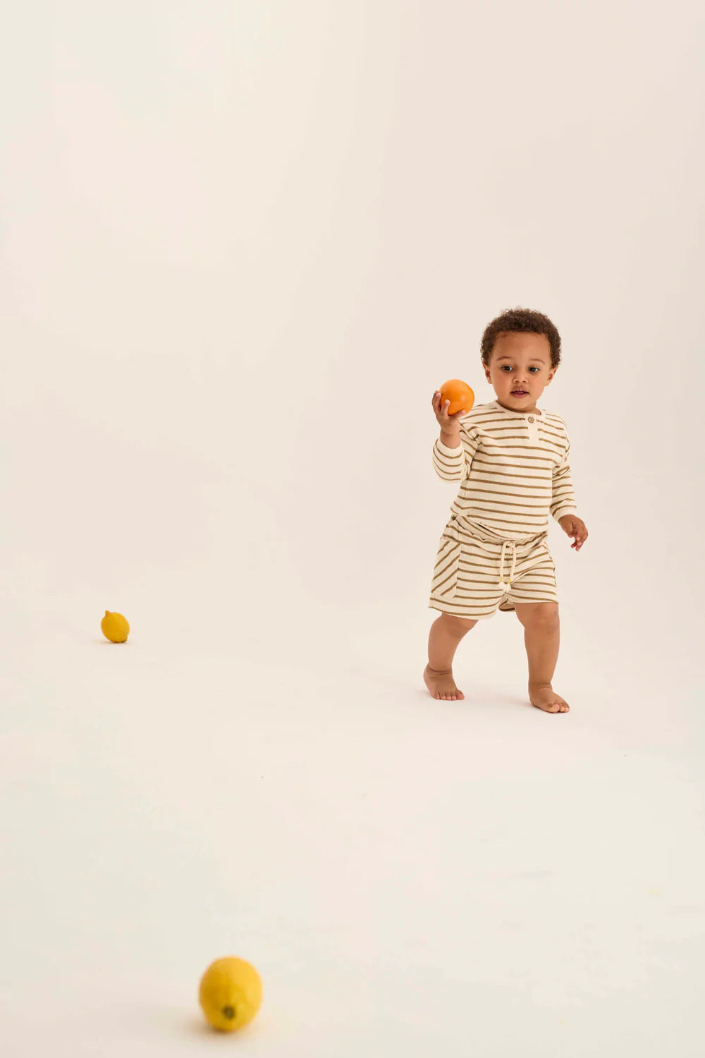 Felpa Clay a righe sabbia in spugna