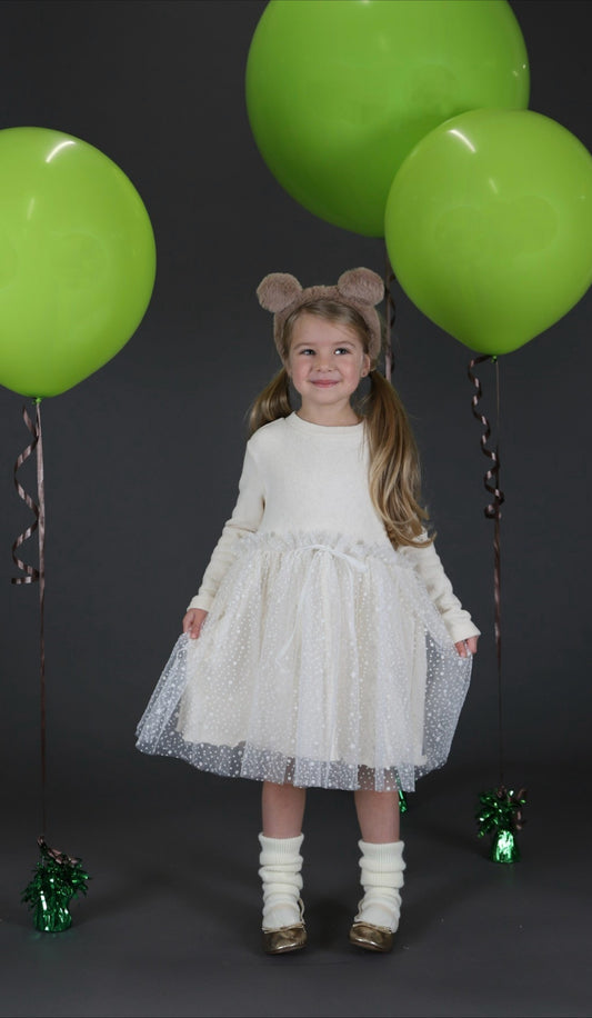 Abito avorio con tulle stelline