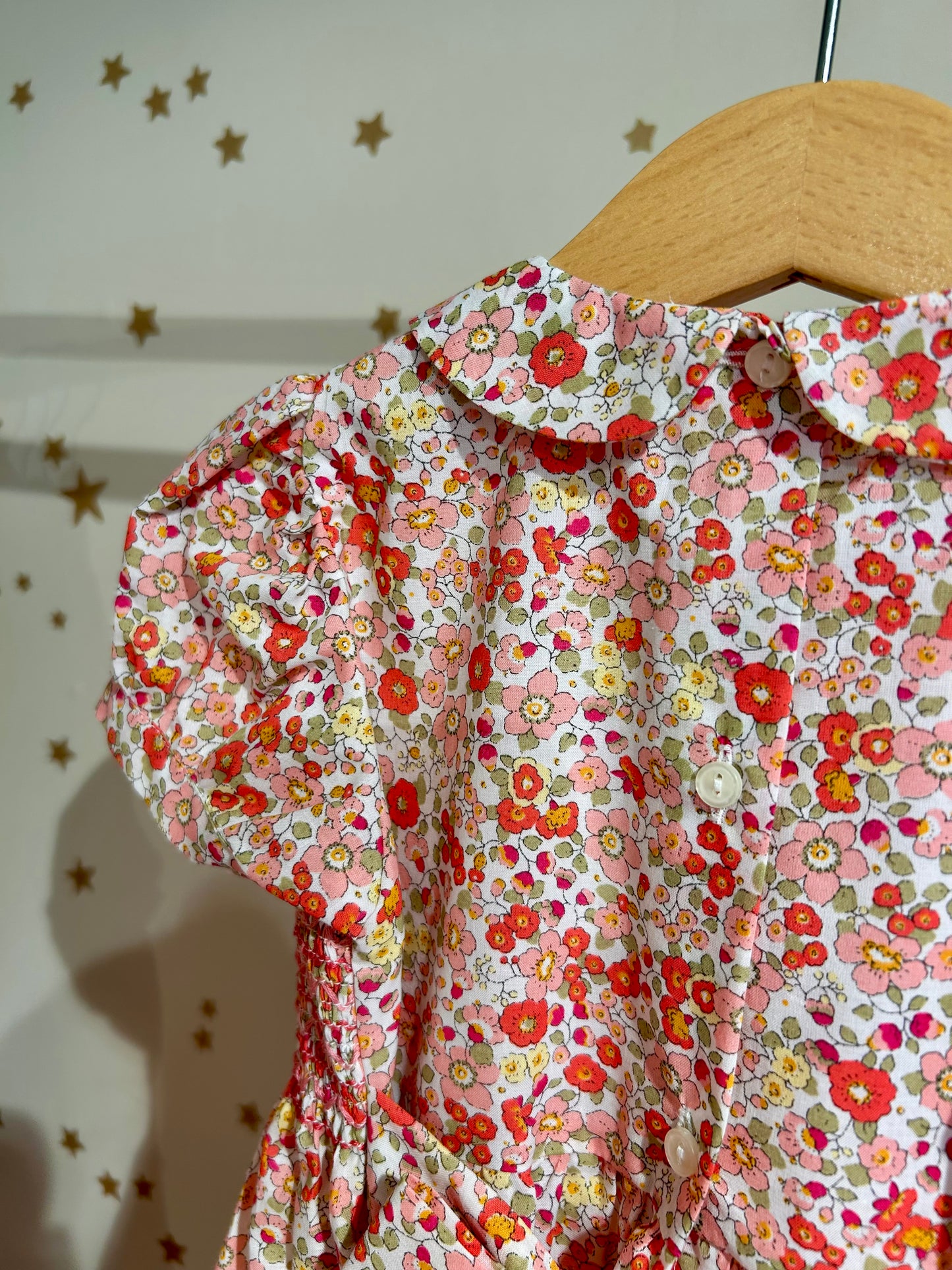 Abito baby fiori punto smock