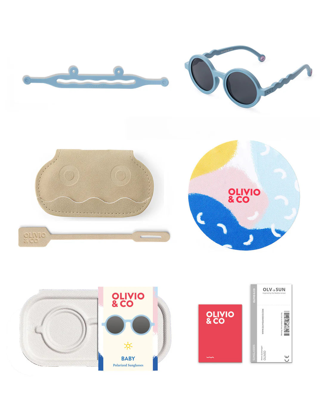 Occhiali da sole baby rotondi azzurri Reef Blue 0-12 mesi