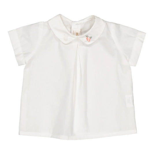 Camicia Maurice ricamo carotine in popeline bianca
