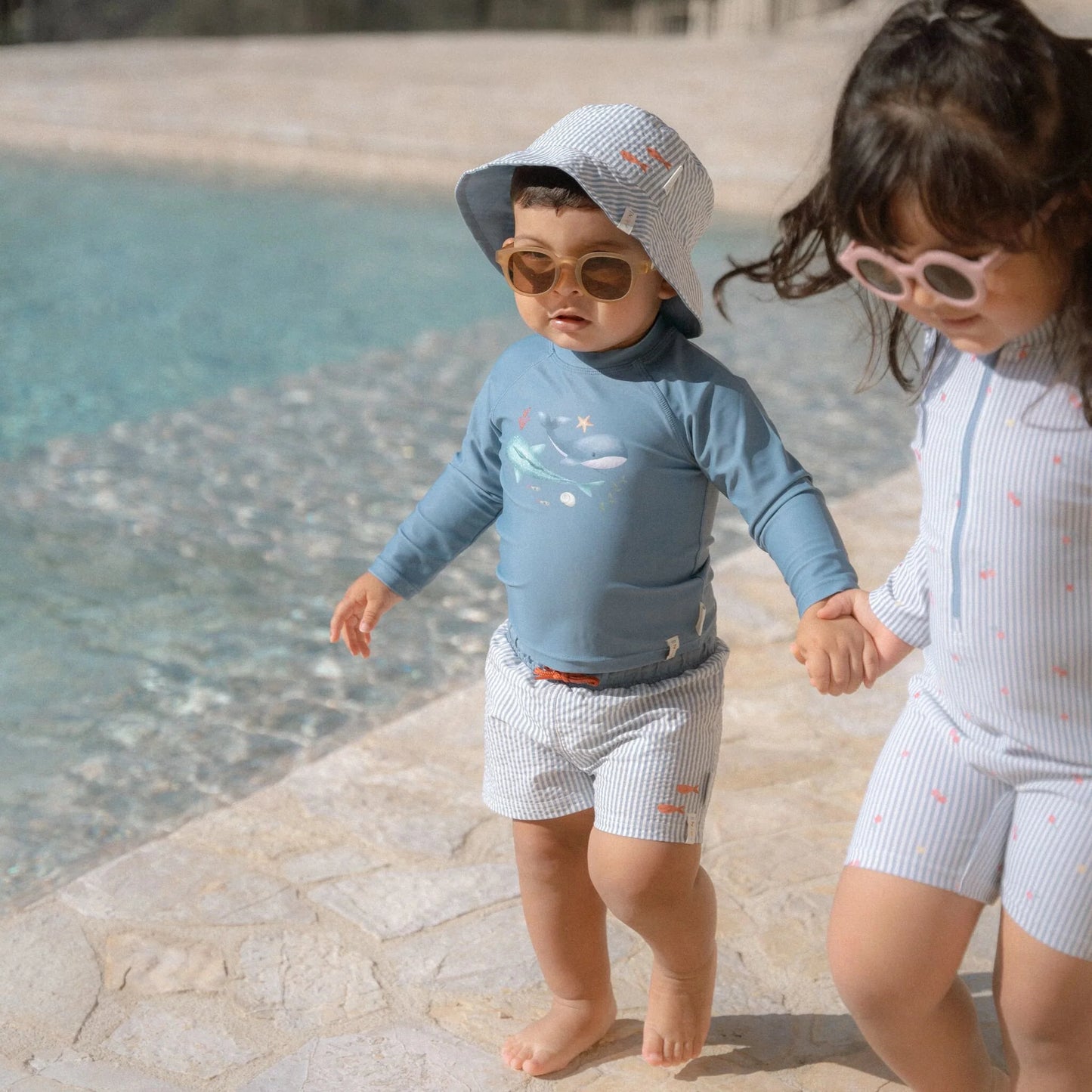 Costume da bagno righe Sea Life Blu