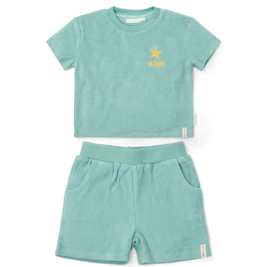 Completo t-shirt e pantaloncino Verde - Seasashells and Stripes
