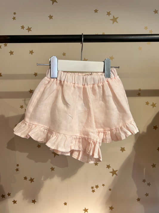 Shorts baby in lino rosa confetto