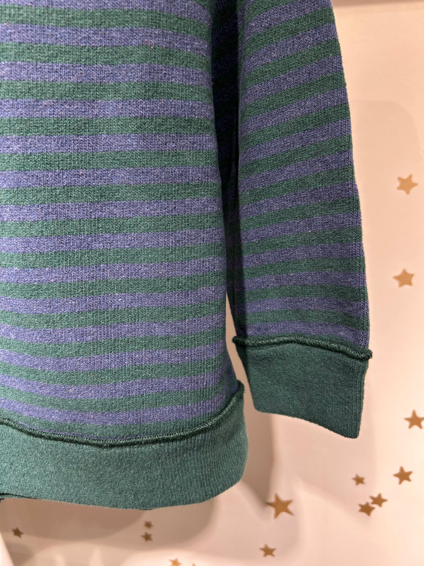 Felpa riga verde/blu caldo cotone