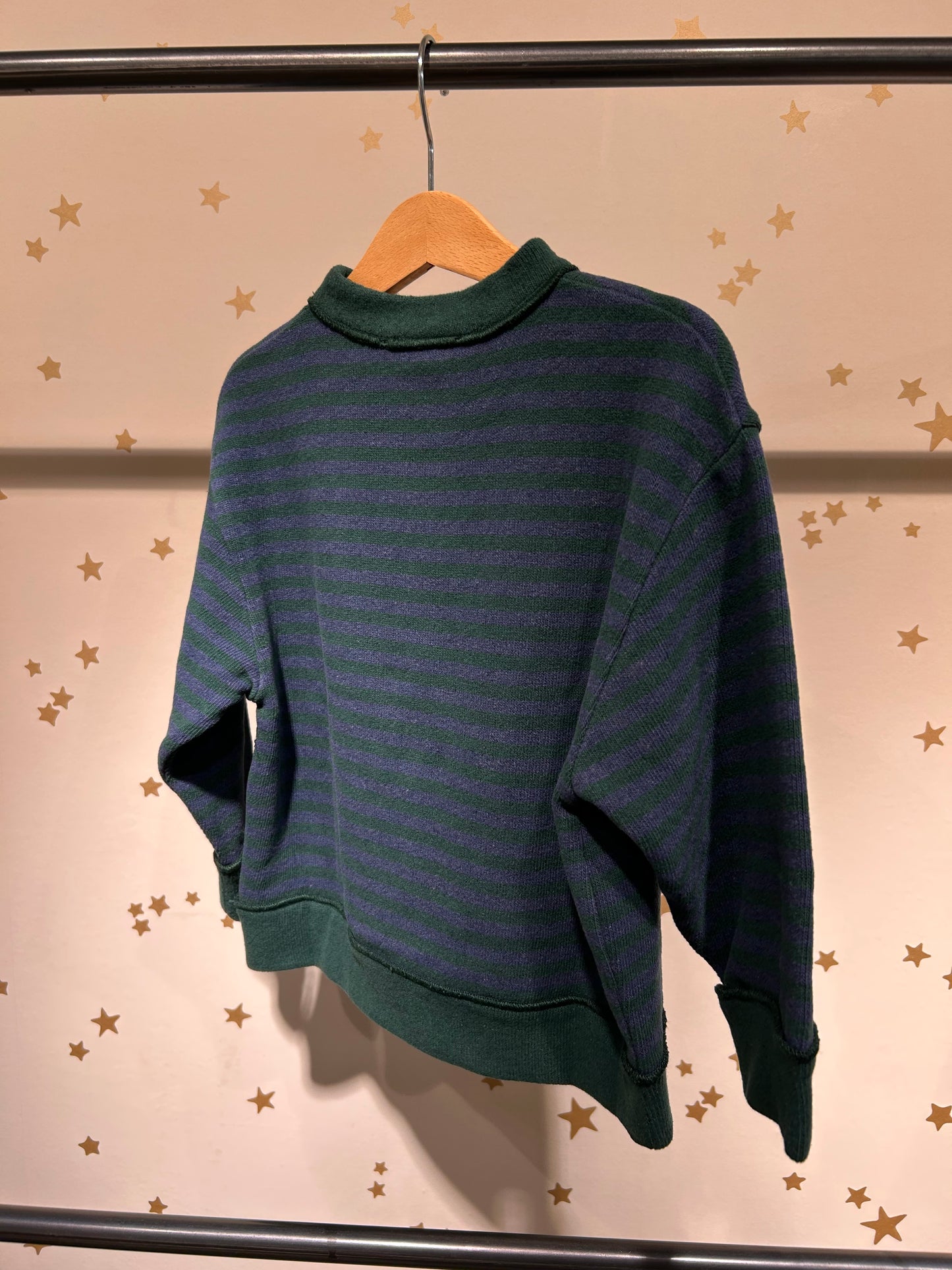 Felpa riga verde/blu caldo cotone