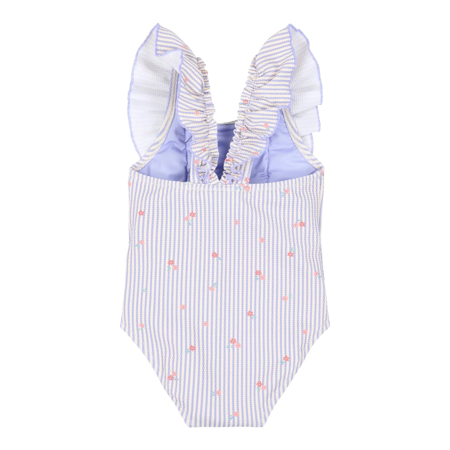Costume da bagno intero lilla righe/fiori