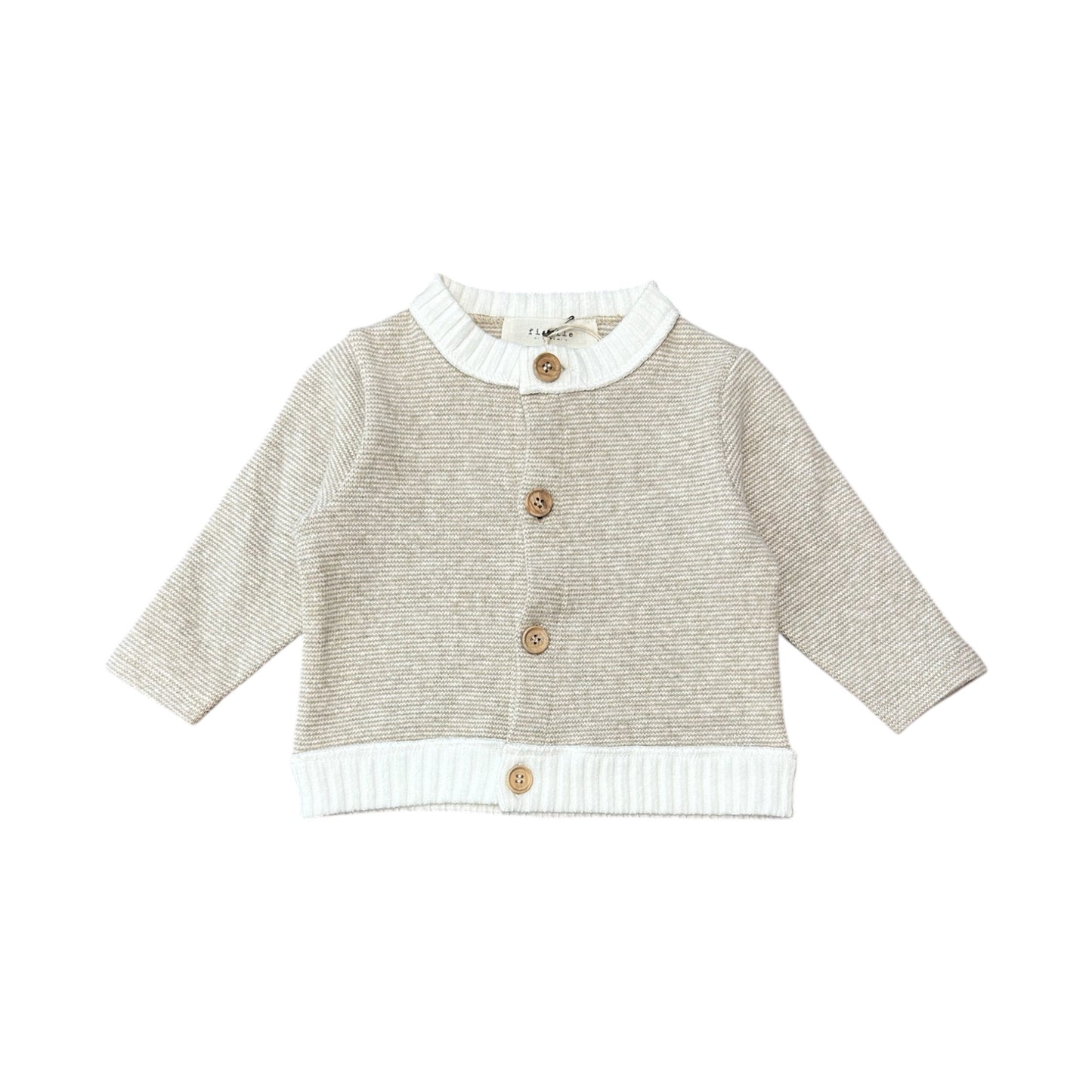 Cardigan baby mèlange con bordi a contrasto