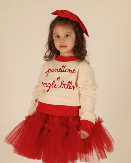 Felpa panna ricamo "Panettone e Jingle Bells"