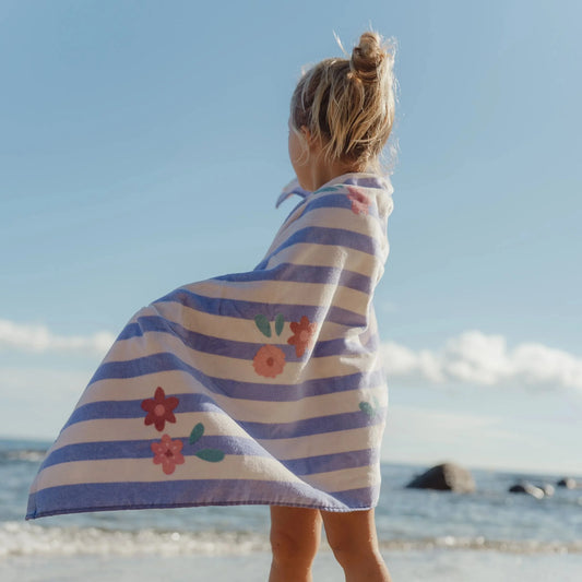 Telo mare fiori/riga viola Dreamy Purple Stripe