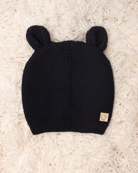 Cuffia orsetto blu pura lana merino