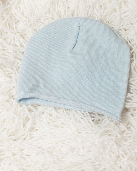 Cuffia neonato ricciolino azzurro cotone biologico