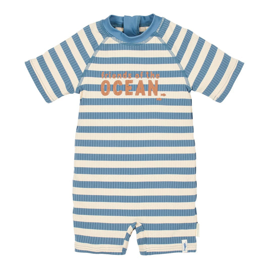 Costume da bagno maniche corte Strisce blu oceano