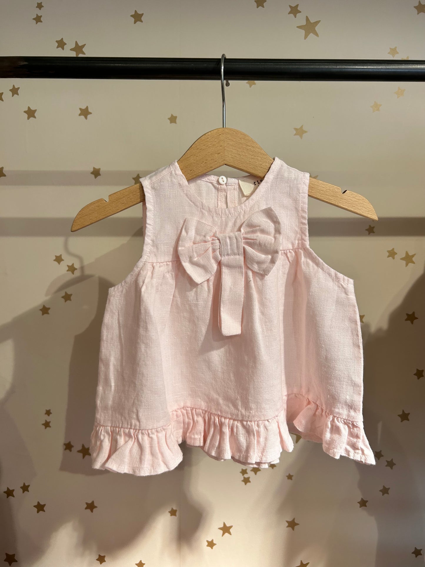 Blusa baby in lino rosa confetto