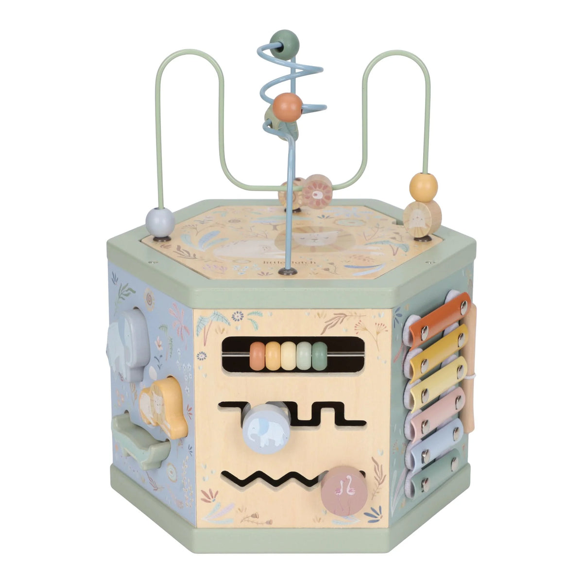 Cubo multi attività in legno Safari Friends