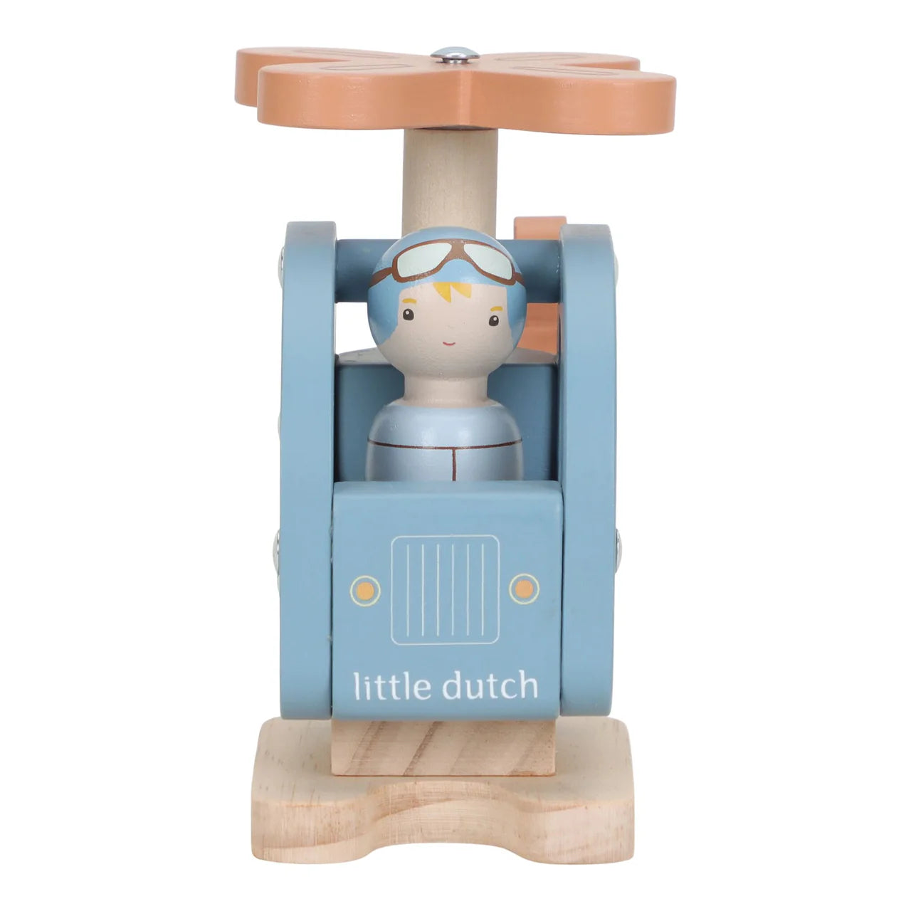 Elicottero in legno con personaggio