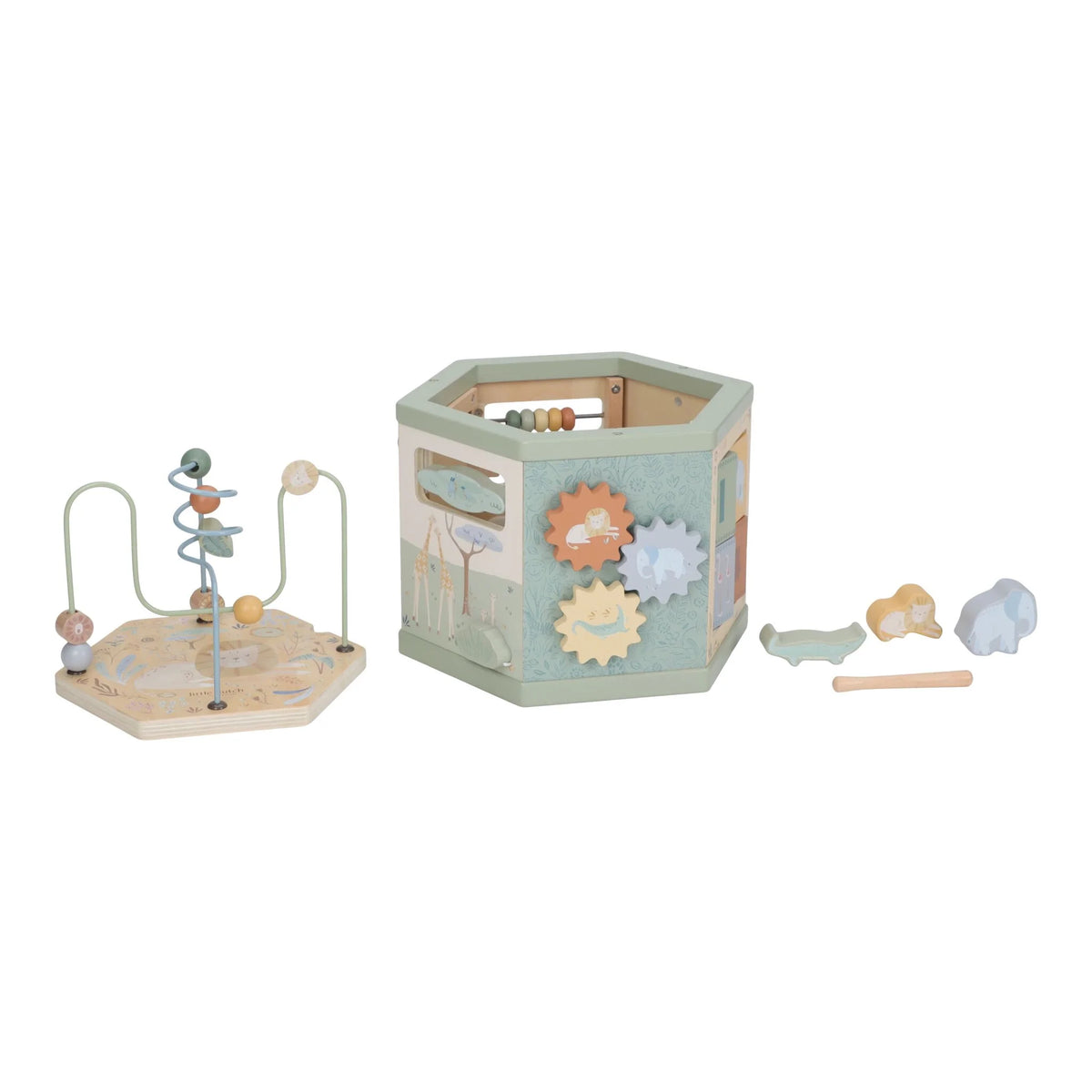 Cubo multi attività in legno Safari Friends