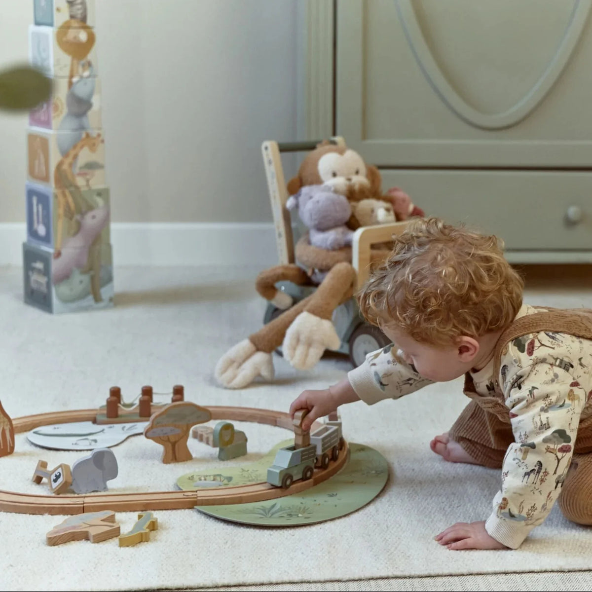 Set trenino in legno Safari Friends