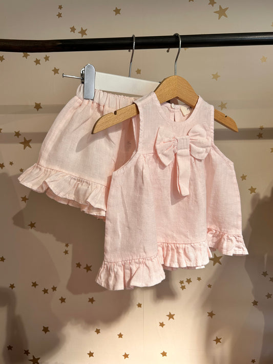 Blusa baby in lino rosa confetto
