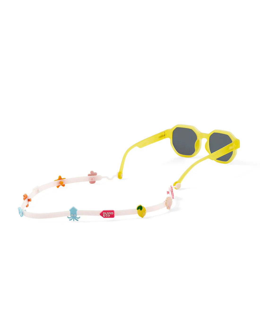 Laccio per occhiali in silicone rosa con charms