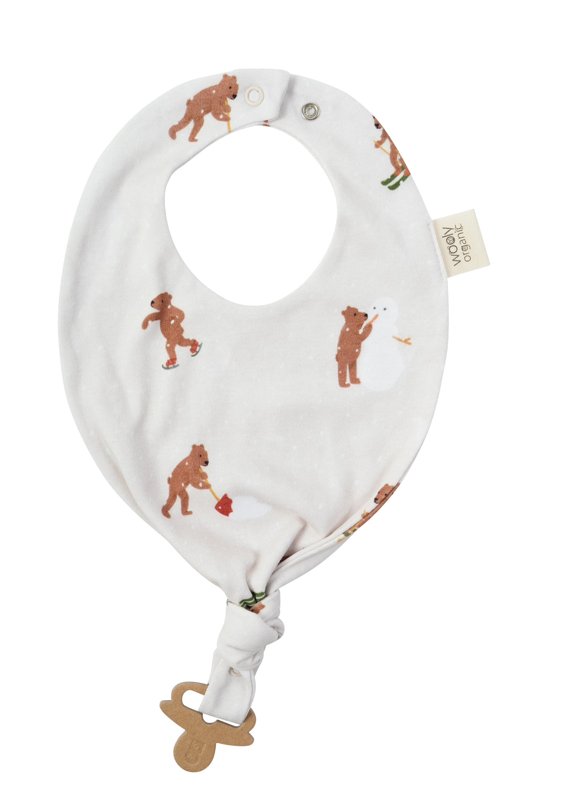 Bavaglia con porta ciuccio Winter Teddy cotone BIO