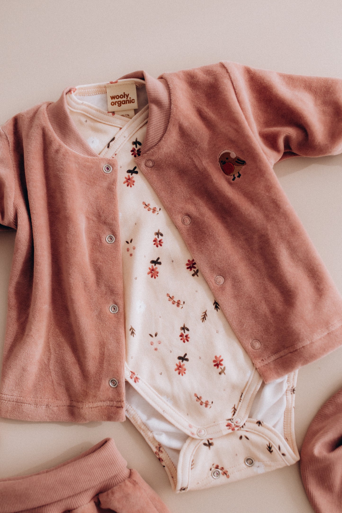 Body kimono rosa Flora cotone BIO
