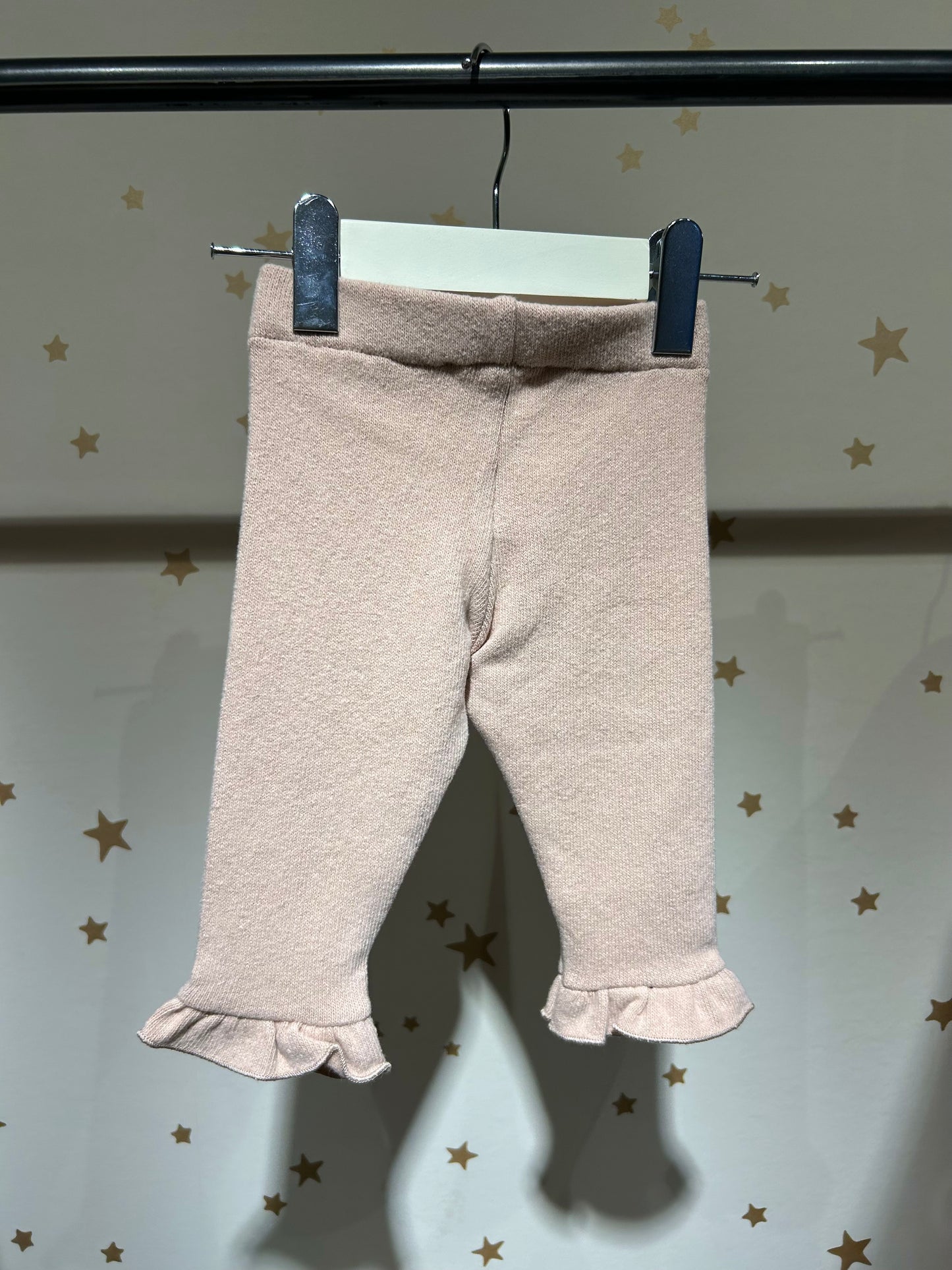 Leggings caldo cotone rosa confetto con balza