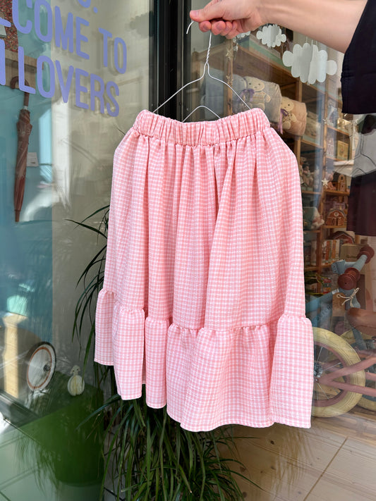 Pink check skirt