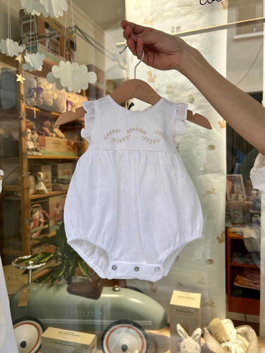 Pagliaccetto elegante in lino neonata 