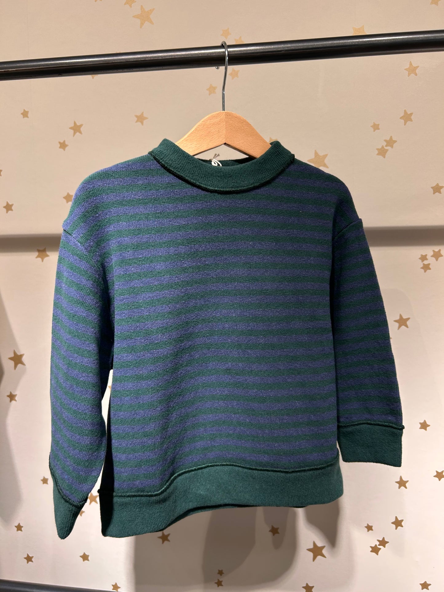 Felpa riga verde/blu caldo cotone