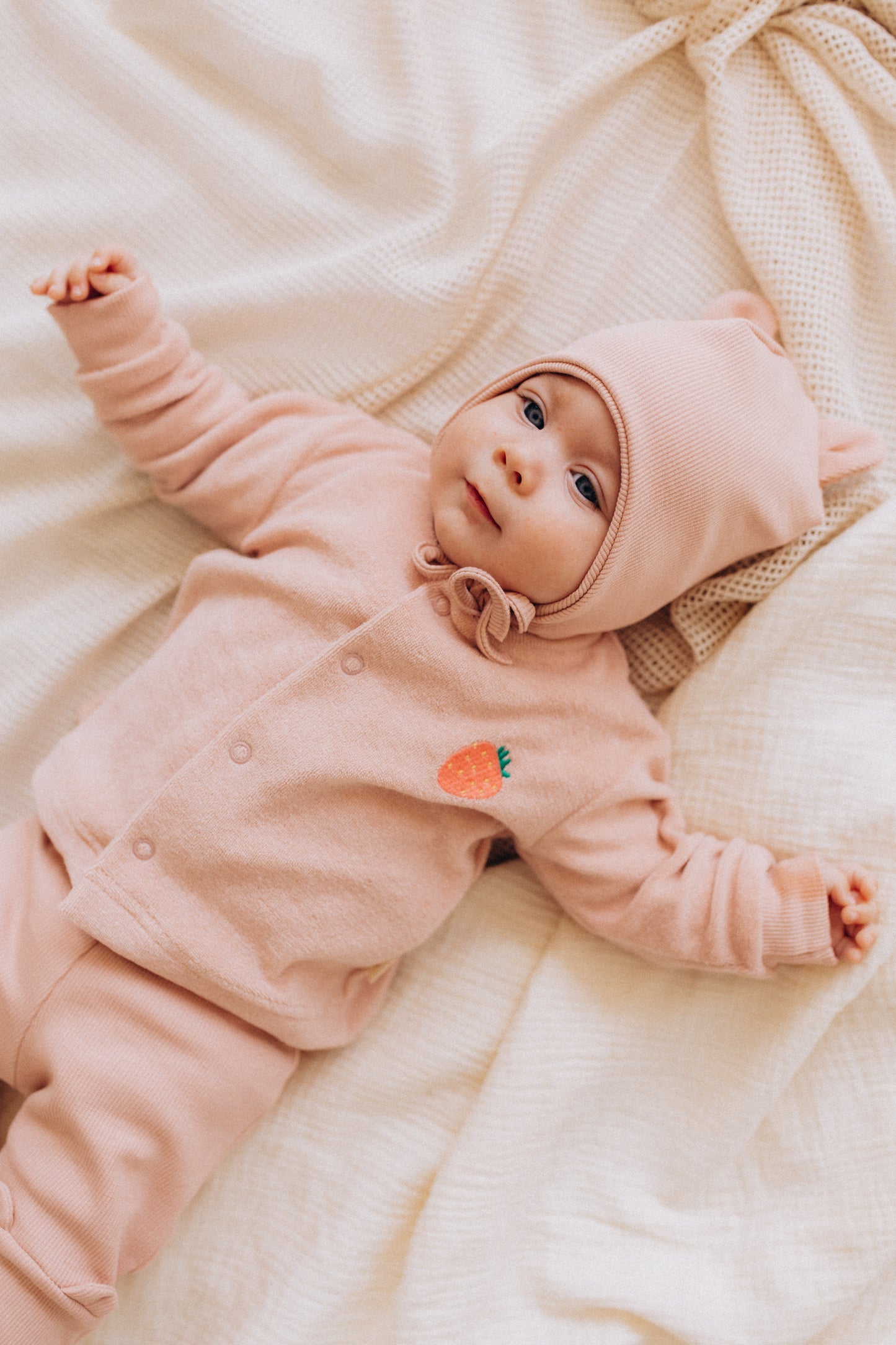 Cuffietta neonato orecchie orso rosa