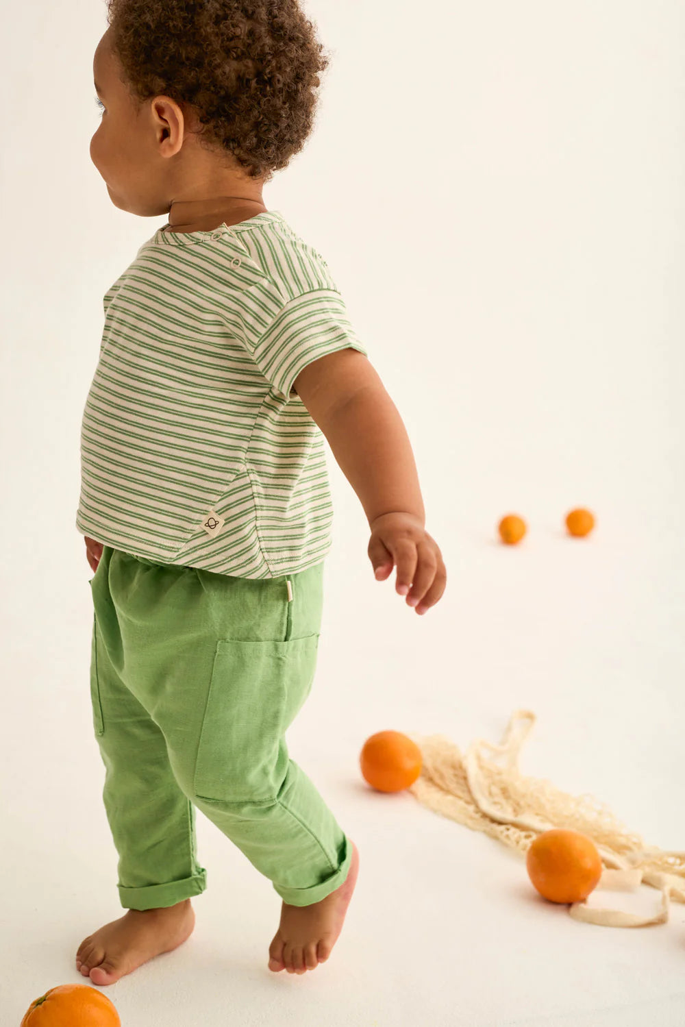 T-shirt neonato verde Alan a righe