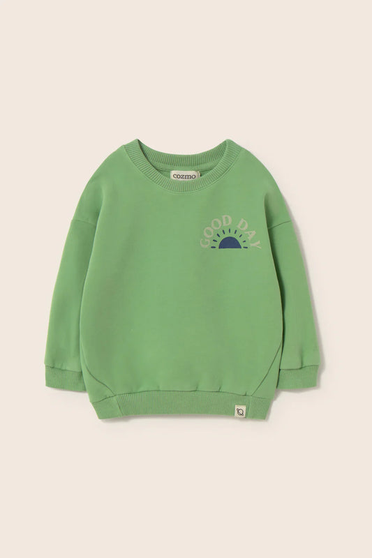 Felpa verde Kelly, stampa sole