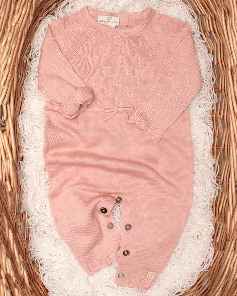 Tutina rosa neonata puro bamboo e cotone bio